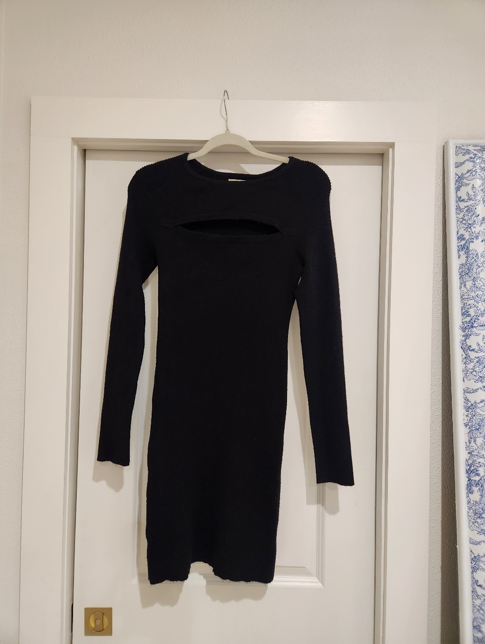 Torn By Ronny Kobo Black Long-Sleeve Bodycon 90s Cutout Sweater Dress Size S
